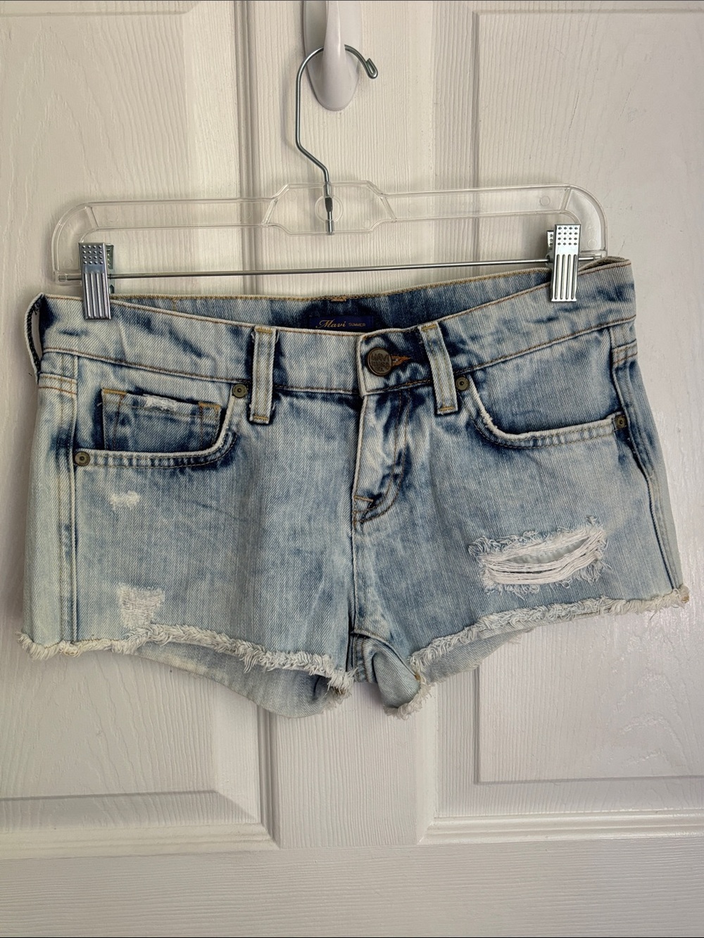 MAVI Summer Light Wash Distressed Denim ELLA Shorts Size 27 Cotton cut off dukes